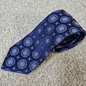Hugo Boss BOSS Blue Medallion Silk Tie Made in Italy 3" Classic Luxury Designer